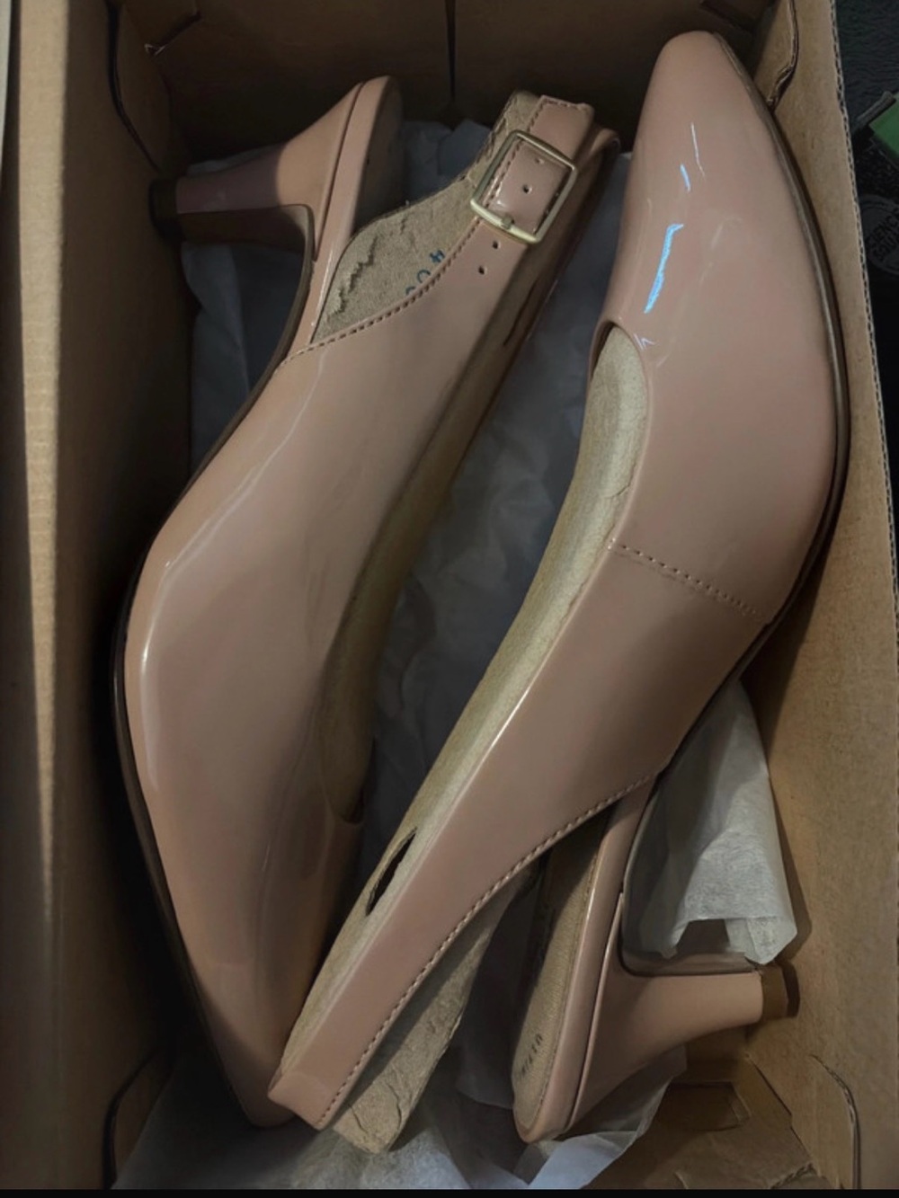 Clarks Patent Nude Pink Slingback Heel 9 W